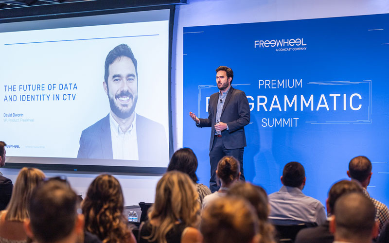 David Dworin, VP Product at Freewheel, presenting about the future of data and identity in CTV at Freewheel’s Premium Programmatic Summit