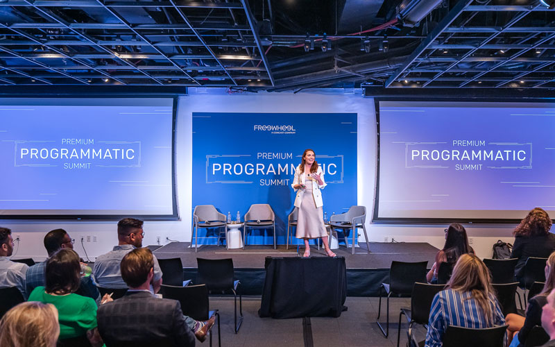 Speaker onstage at Freewheel’s Premium Programmatic Summit