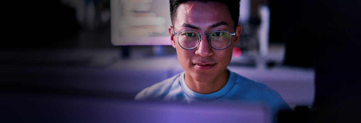 Man working on laptop