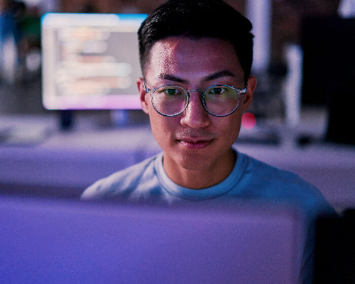 Man working on laptop