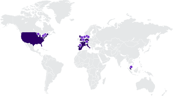 Map highlighting FreeWheel locations