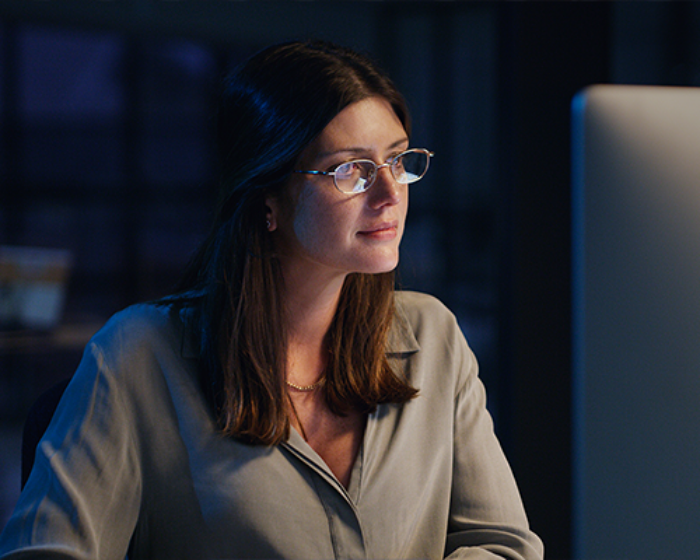 Woman working on a computer